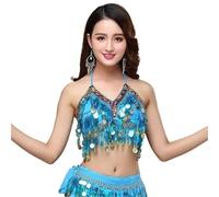 Soutien-Gorge Licou à Paillettes, Haut Salsa, Danse du Ventre, Festival, Clubbing, Tribal Lady, Brillantes pour Femme(Color 2)