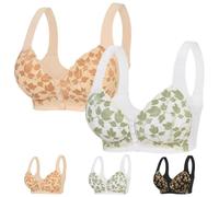 Soutien-gorge marguerite pour femmes âgées en dentelle florale avec boutons sur le devant, sans armatures, grande taille, respirant, push up sur le devant, fermeture à pression, 2 pièces C., 120E