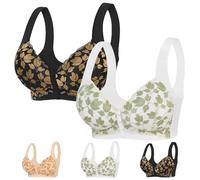 Soutien-gorge marguerite pour femmes âgées en dentelle florale avec boutons sur le devant, sans armatures, grande taille, respirant, push up sur le devant, fermeture à pression, 2 pièces - A, 135G
