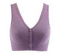 Soutien-Gorge Mastectomie sans Fil avec Poche Fermeture Avant Soutien-Gorge Coton Doux Sommeil Quotidien Yoga Sport Armature Femme Bandeau sans Fil (Color : Purple, Size : 44/100)