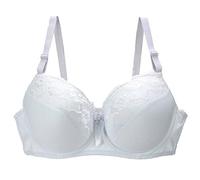 Soutien-gorge minimiseur avec armatures - Col en V profond - Bustier sexy pour femme - Couleur unie - Soutien-gorge push-up élégant - Doux et confortable - Respirant - Bretelles spaghetti, Blanc., 95C