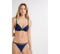 Soutien-gorge N.2 - Le push-up plongeant avec broderie - Plume - 100C - Marine - Femme - Etam