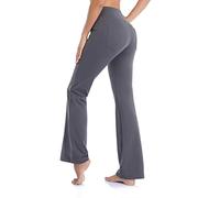 Soutien Gorge Nageur Bleu Pantalon large jambe droite Leggings taille haute Fitness Sports pantalon évasé pour pantalon de yoga Yoga avec poche évasée femmes pantalons de yoga Ensemble Hiver (Grey, S)