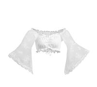 Soutien-gorge ombilical ouvert à manches longues et col en dentelle pour femme Oktoberfest, blanc, XL