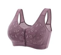 Soutien Gorge Ouvert Devant sans Armature Push Up Grande Taille Support Haut Anti Brassière Ptose Confort Quotidien Doux Et Confortable Lingerie Fitness Bretelles Réglables Bra Violet 52
