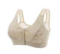 Soutien Gorge Ouvert Devant sans Armature Push Up Grande Taille Support Haut Anti Brassière Ptose Confort Quotidien Doux Et Confortable Lingerie Fitness Bretelles Réglables Bra Beige 38