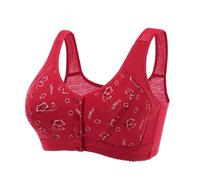 Soutien Gorge Ouvert Devant sans Armature Push Up Grande Taille Support Haut Anti Brassière Ptose Confort Quotidien Doux Et Confortable Lingerie Fitness Bretelles Réglables Bra Rouge 40