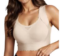 Soutien Gorge Percko Comfit Bralette Femme Sport pour Styles Spécifiques Dos Nu Push-Up Doux Correcteur Posture Brassiere Maintien Fort Blanc A-Beige M