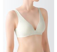 Soutien-gorge plongeant sans armature en mélange de coton pour femme Noir L