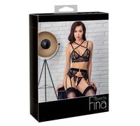 Soutien-Gorge, Porte-Jarretelles Et String Ouvert De Abierta Fina De Noble Noir