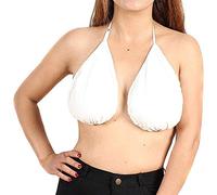 Soutien-gorge porte-serviette pour femme - Tube d'allaitement - Serviette de bain à suspendre au cou - Blanc - Taille M