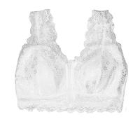 Soutien-Gorge Post-Chirurgie Mastectomie Femme Avec Poches Coussinet Amovible Bralette Lace Front Closure Zipper Brassière Sans Fil Bandeau Prothèse Mammaire Postopératoire ( Color : White , Size : XL
