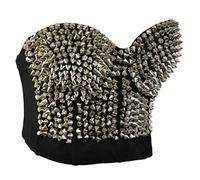 Soutien-gorge pour femme argenté clouté corset push-up fête clouté soutien-gorge de danse punk métallique argenté taille S