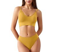 Soutien-gorge pour femme avec armatures - Push Up - Dos nu - Soutien-gorge push-up sans coutures - Pour fitness, course à pied, jogging, jaune, L