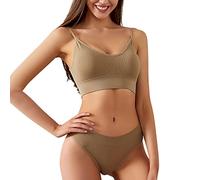 Soutien-gorge pour femme avec armatures - Push Up - Dos nu - Soutien-gorge push-up sans coutures - Pour fitness, course à pied, jogging, kaki, M