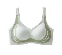 Soutien-gorge pour femme avec bord en dentelle et boucle sur le devant, sans anneau en acier, mouvement froncé sans couture, ajustement, yoga, sommeil, grand soutien-gorge pour femme, Vert-A., M