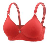 Soutien-gorge pour femme - Grande taille - Fermeture avant - Armatures - Confortable - Soutien - Brassière rembourrée à col en V avec rallonge, Rouge, 42B