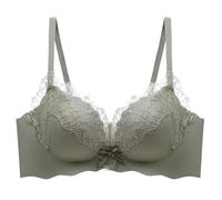 Soutien Gorge pour Femme Mode Brassiere, en Dentelle Sexy et Pur désir décolleté Profond et décolleté Profond sans Anneau en Acier avec Petite Poitrine (Green 34)