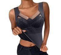 Soutien Gorge pour Femme Mode Brassiere, Gilet avec Coussinets De rembourré épais Amincissant Haut De en Velours Non marquant sous-vêtement Thermique Auto-Chauffant Automne (Black XL)