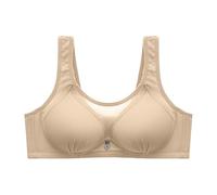 Soutien-gorge pour femme sans armature avec fermeture sur le devant, confortable, réglable, rembourré, zéro sensation, soutien-gorge rembourré en dentelle florale, beige, XL