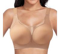 Soutien Gorge pour Femme Sport Brassiere, sans Armatures sans Couture Bralette Respirante Minimiseur t-Shirt de Sommeil avec supplément (Khaki XL)