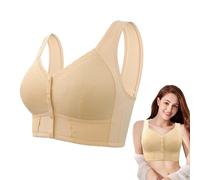 Soutien-gorge pour personnes âgées, soutien-gorge en dentelle grande taille sans anneau en acier, soutien-gorge respirant avec fermeture s,soutien-gorge à boutons sur le devant (Aprikose,52/120)