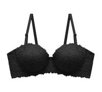 Soutien-gorge Push Up Balcon Sexy Femme Armature Dentelle Demi Rembourré Plunge Soutien-gorge Ajouter 1 Tasse Ascenseur Balcon Soutien-gorge, Noir , 80A
