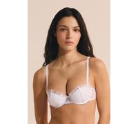 Soutien-gorge push up balconnet en dentelle et satin - Mascarade - 95B - Blanc - Femme - Etam