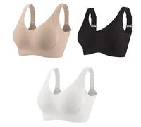 Soutien-Gorge Push-up côtelé sans Coutures, Confortable et Respirant, à Quatre Boutons, Ajustable et sans Armatures, Lot de 3 pièces(D,L)