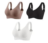 Soutien-Gorge Push-up côtelé sans Coutures, Confortable et Respirant, à Quatre Boutons, Ajustable et sans Armatures, Lot de 3 pièces(B,L)