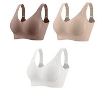 Soutien-Gorge Push-up côtelé sans Coutures, Confortable et Respirant, à Quatre Boutons, Ajustable et sans Armatures, Lot de 3 pièces(E,3X-Large)