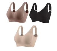 Soutien-Gorge Push-up côtelé sans Coutures, Confortable et Respirant, à Quatre Boutons, Ajustable et sans Armatures, Lot de 3 pièces(A,XL)