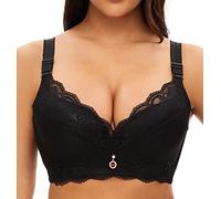 Soutien-gorge push-up en dentelle avec armatures et rembourrage doux, noir, 115D