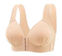 Soutien Gorge Push up Fermeture Devant Grande Taille Soutien Gorge Ouverture Devant Sexy Brassiere Post Operatoire Mastectomie Soutien-Gorge Push-Up Brassiere Sport Forte Poitrine (Beige, 42)