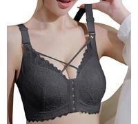 Soutien Gorge Push Up sans Armature-Soutiens-Gorge à Fermeture Frontale pour Une Couverture complète- Grande Taille- Soutien Confortable sans Fil- Conception à Armatures dans Le Dos (Black- 48)