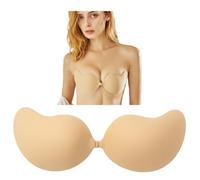 Soutien-Gorge Push-Up Sans Bretelles, Remonte Seins, Invisible, Adhésif Respirant. Ideal Pour Tenue de Soirée et Dos Nu. Réutilisable. (FR/EU Taille de Bonnet & du Soutien-Gorge B, Beige) 1 Paire.