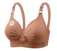 Soutien-gorge push-up sans couture pour femme - Soutien-gorge sans armatures pour grandes seins - Confortable - Rembourré - Sensation zéro sensation - Sans armature - Col en V, kaki, XL