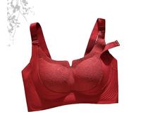 Soutien-gorge push-up sans fil confortable à porter sur mesure - Couverture complète - Soutien quotidien, Rouge, XL