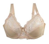Soutien-gorge push-up sexy en dentelle pour femme - Grande taille - Soutien-gorge balconnet à armatures non doublé semi-translucide - Lingerie quotidienne avec élégance féminine, beige, 105D
