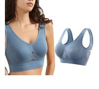 Soutien-Gorge Quotidien Doux Femmes Bretelles Brassière sans Couture avec Coussin Amovible Rembourré Respirant (FR/ES, Alpha/Lettres, Taille Unique, Grand, Taille Normale, Taille Normale, Bleu)
