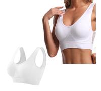 Soutien-Gorge Quotidien Doux Femmes Bretelles Brassière sans Couture avec Coussin Amovible Rembourré Respirant (FR/ES, Alpha/Lettres, Taille Unique, TTG, Taille Normale, Taille Normale, Blanc)