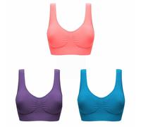 Soutien-gorge rembourré à armatures pour femme - Trois soutiens-gorge à armatures pour femme - Soutien-gorge de yoga à grandes seins - Petit soutien-gorge sans couture double couche - Soutien-gorge