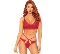Soutien-gorge s/m leg avenue 2 pièces avec double string tiranta - Taille: L/XL, Couleur: Rouge