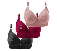 Soutien Gorge sans Armature Anneau Mince sans Lacets sous-vêtements de respirabilité Confortable Grande Taille Brater Boucle Femme Soutien-Gorge col en Brassiere Maillot De Bain Femme (Khaki, 46)