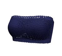 Soutien Gorge sans Armature Brassiere Femme Push Up Ouverture Devant Bandeau Poitrine Bretelle Transparente Bretelles Grande Taille Invisible Brassière Amovible Attache Dos Nu Dentelle,1-Bleu,S