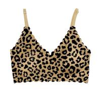 Soutien Gorge sans armature coton,Soutien Gorge sans Armature Femme Push Up Imprimé Léopard Fil à Bords Ondulés Brassiere Confortable Couverture Complète Brassière Amovibles Rembourrage Bustier