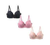 Soutien Gorge sans Armature Soutien-Gorge Confortable sans Armatures en Dentelle Douce pour Un Maintien léger et Une liberté Respirante Quotidien 3pièces (PK4, 105C)