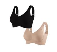 Soutien-Gorge sans Armatures Ajustable à Quatre Boutons pour Femme, sans Armatures, Maintien Total (Black+Skin Color,Grand)