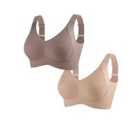 Soutien-Gorge sans Armatures Ajustable à Quatre Boutons pour Femme, sans Armatures, Maintien Total (Skin Color+Brown,TTG)