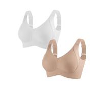 Soutien-Gorge sans Armatures Ajustable à Quatre Boutons pour Femme, sans Armatures, Maintien Total (White+Skin Color,TG)
